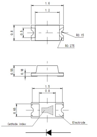 機械図面 - ROHM Semiconductor SML-D12W8W(A) Miniモールド・チップLED
